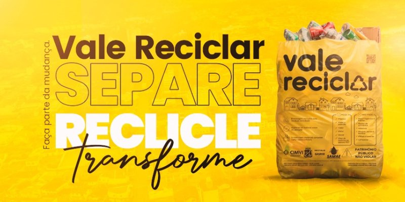 Mutirão distribui embalagens amarelas para coleta seletiva em Gaspar